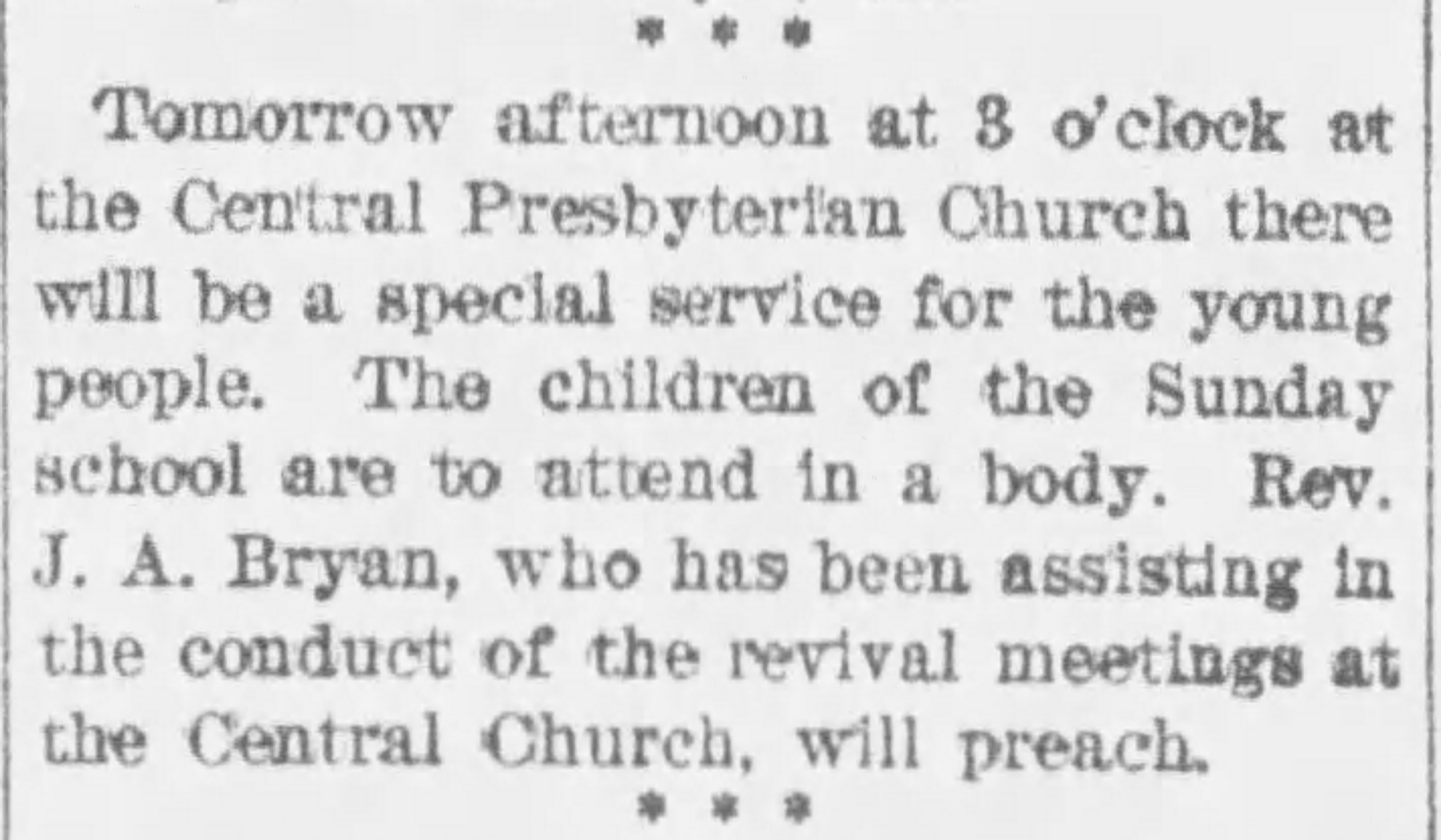 Central Presbyterian Children Service
